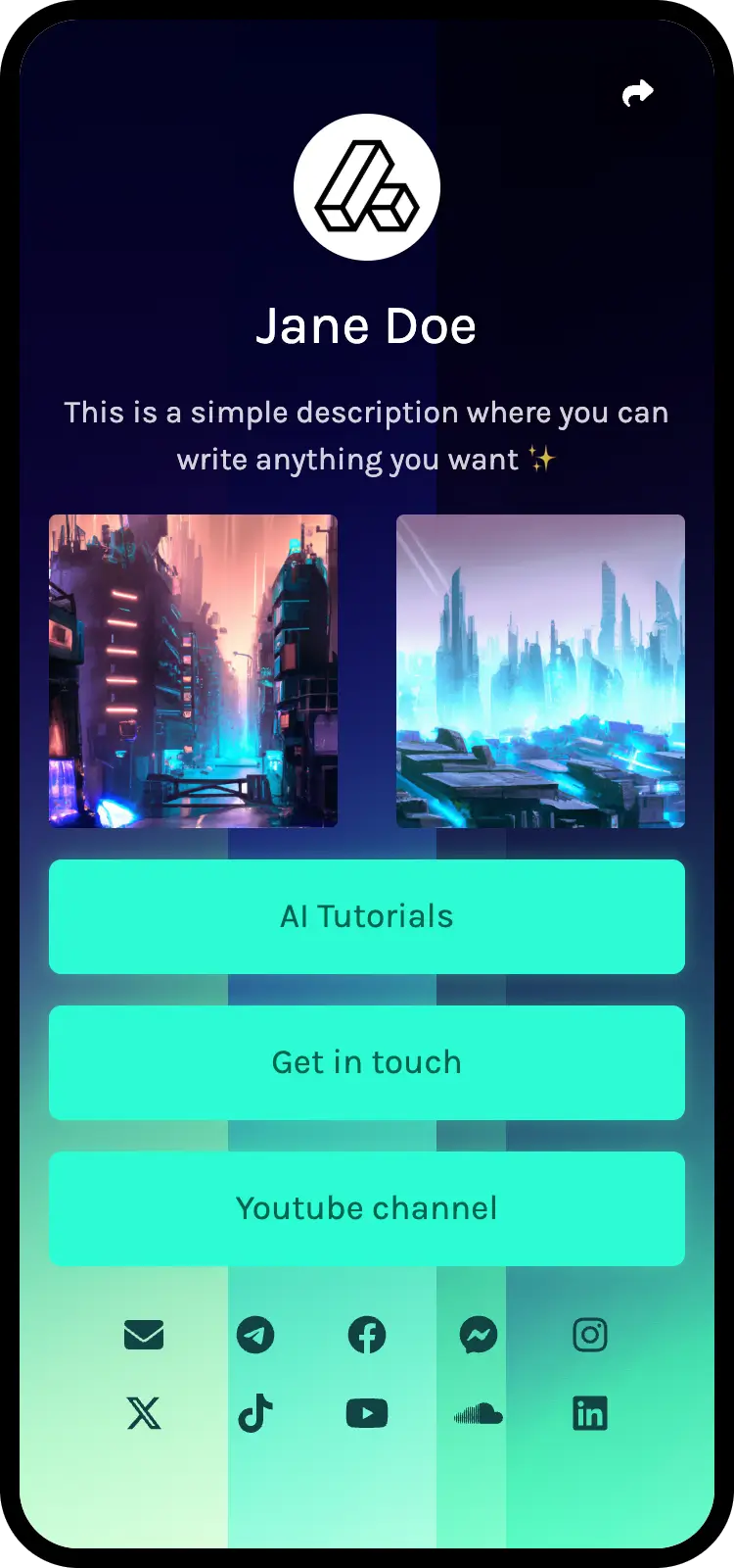 عکس از نمونه صفحات بایو لینک