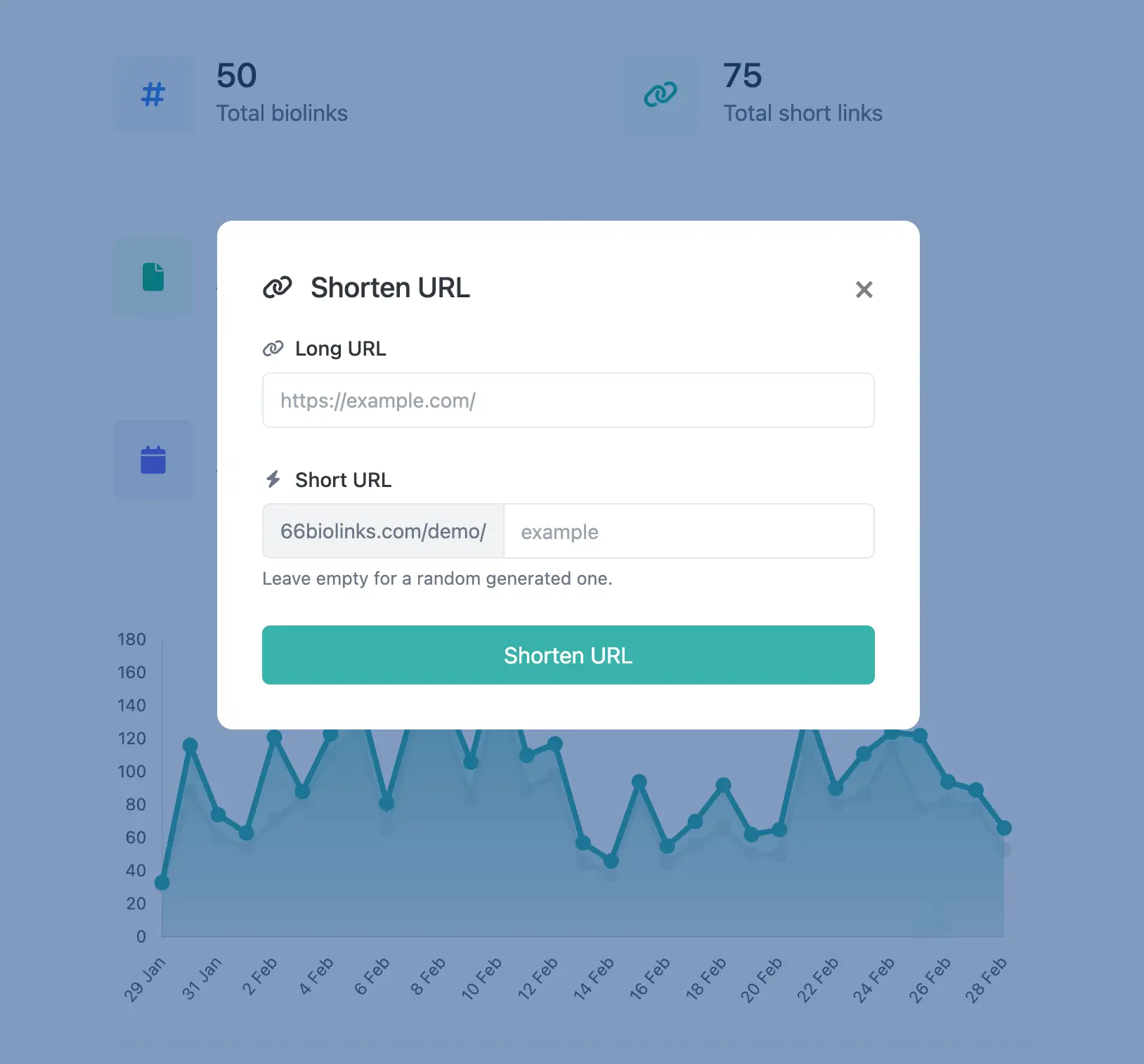 عکس از صفحه ویرایش لینک کوتاه برنامه